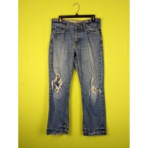 VTG X2 DENIM LABORATORY M11 Men's 32x30 Straight Leg Blue Distressed Jeans